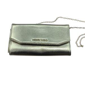 Mickey Mayo Gold Metallic Crossbody Clutch Purse Chain Strap Snap Closure India